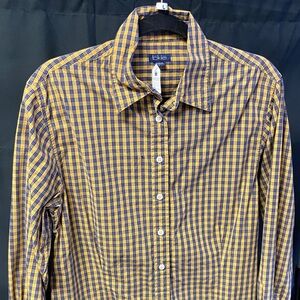 BKE Men's Yellow and Navy Plaid Shirt